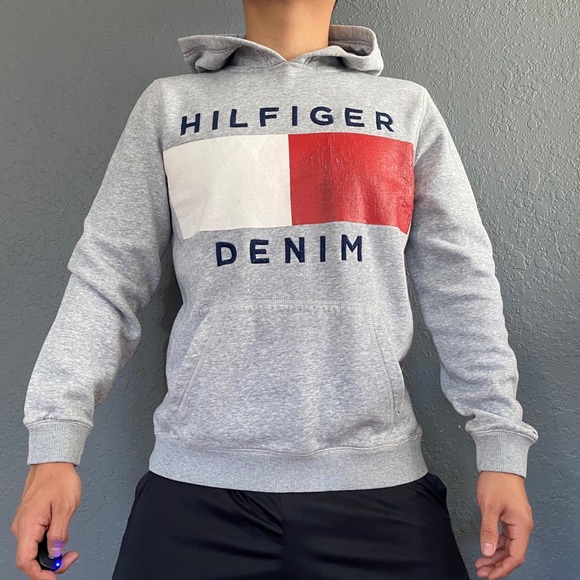 tommy denim hoodie